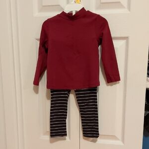 5/20$ H&M Maroon Top and Striped Leggings Set